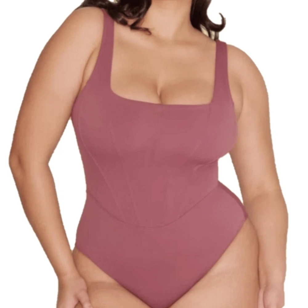 TA3 Squarey Seamed Lace Up Swimsuit